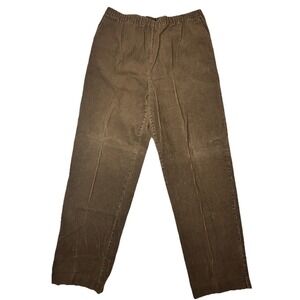Vintage Orvis Corduroy Pants Womens 16 Brown Wide Wale Elastic Waist 30 Inseam